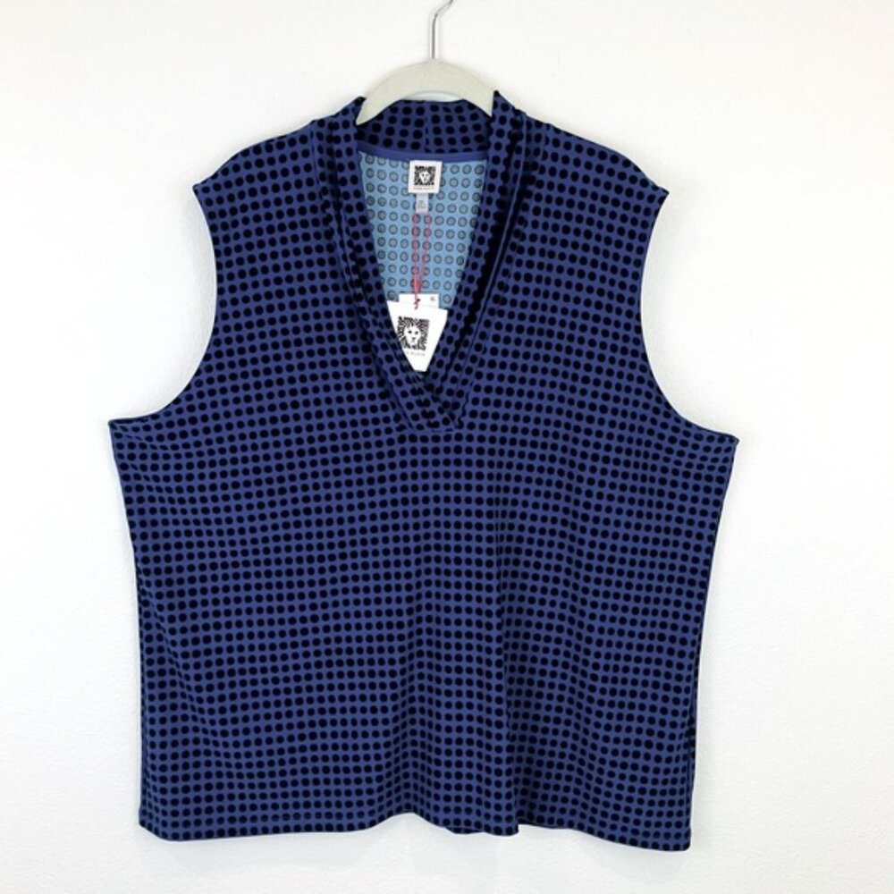 Anne Klein V-Neck Dot Shell